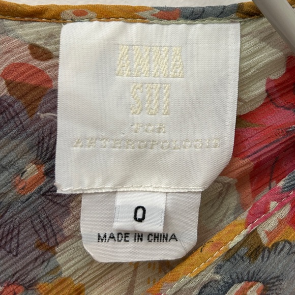 Anna Sui Anthropologie Multicolor Floral Silk Blouse - Picture 5 of 5